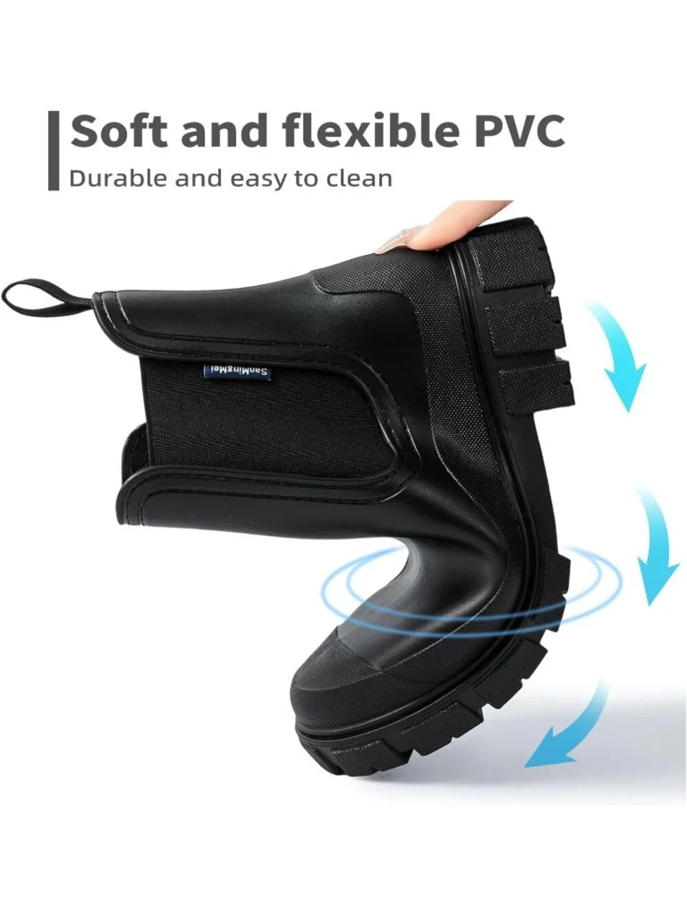 Women's Black Waterproof Slip-Resistant Rubber Short Ankle Chelsea rain Boots
